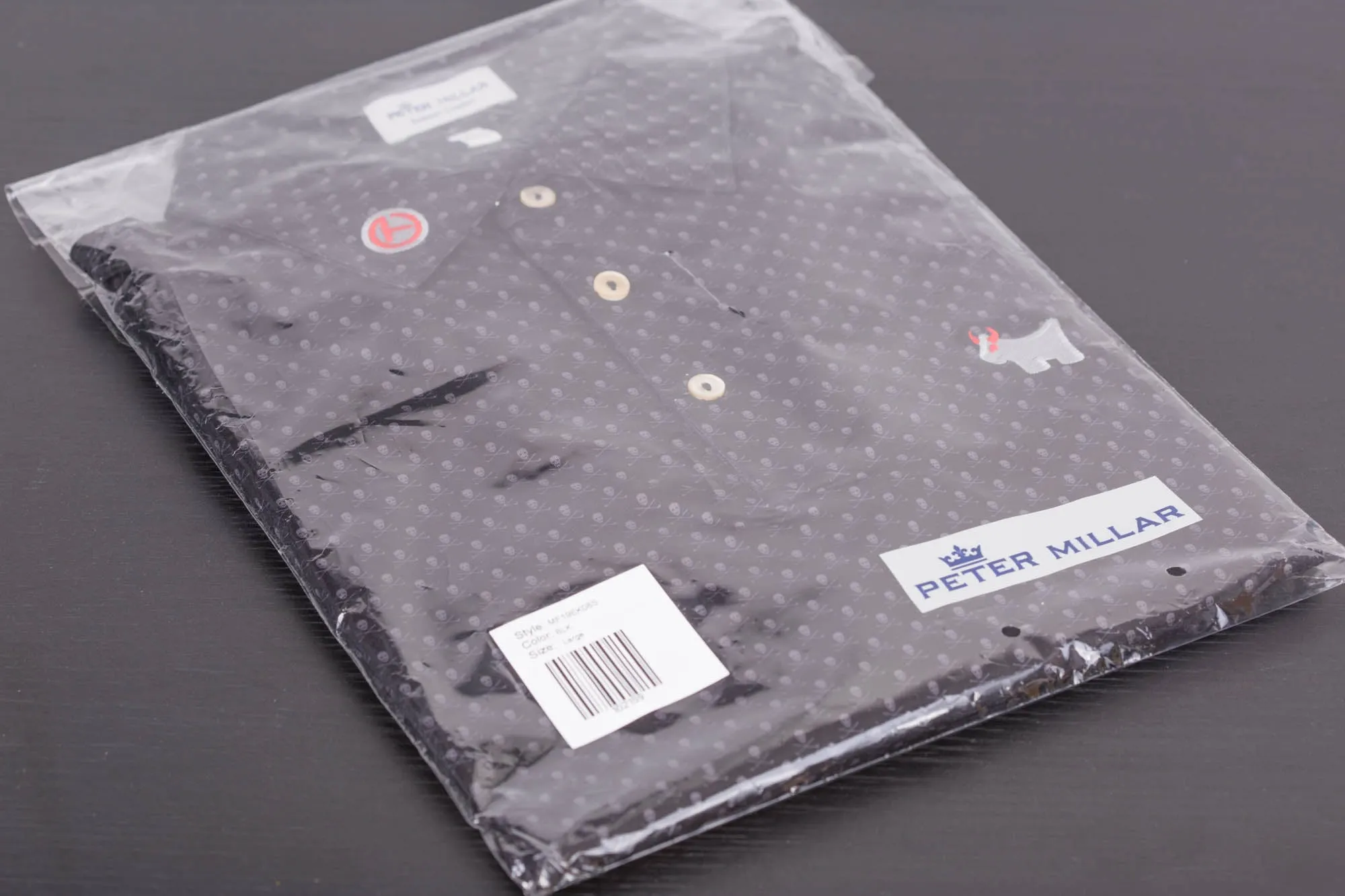 2019 Halloween Peter Millar Skull & Bones Summer Comfort Black Polo Shirt