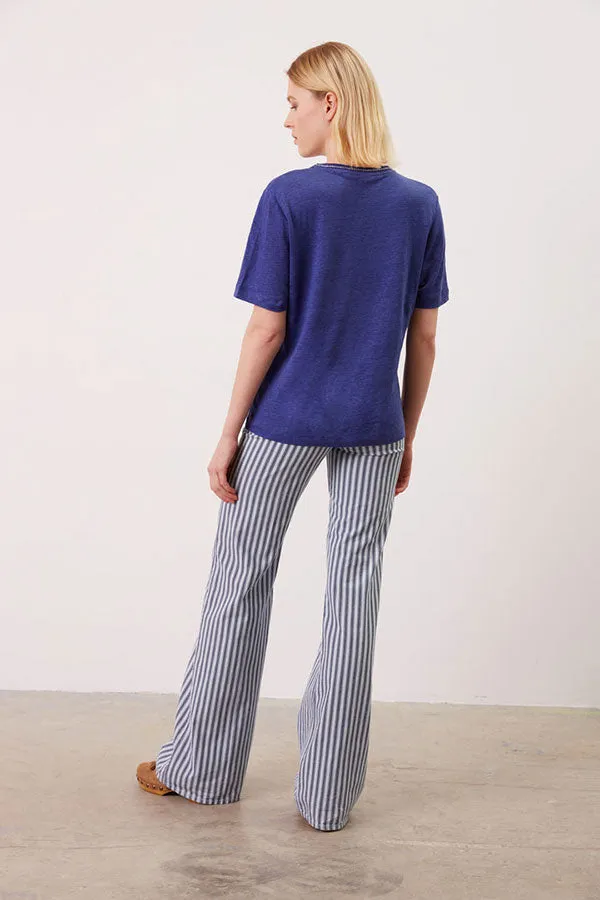 AGNES LUREX NECK LINEN T-SHIRT