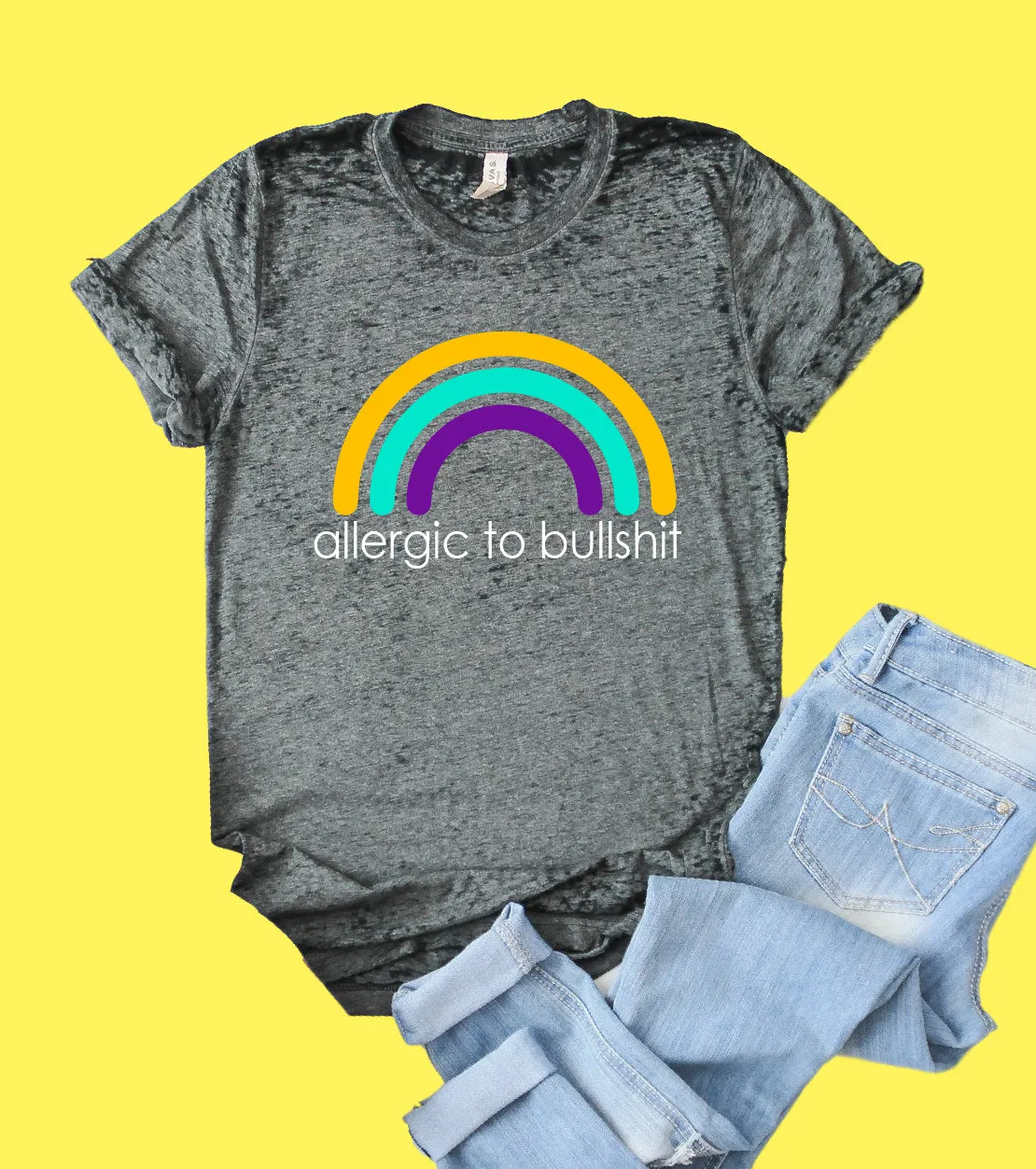 Allergic To Bullshit Shirt | Funny Shirt | Acid Wash T Shirt | Unisex Crew