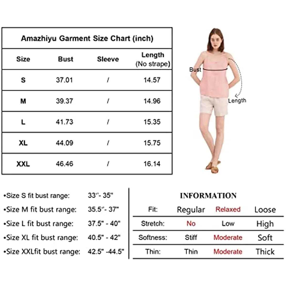 Amazhiyu Women’s Pure Linen Camisole Tank Top