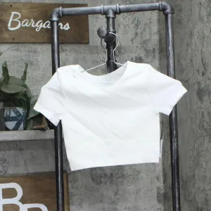 Art Class Girls Short Sleeve Scoop Neck Seamless Cropped Top 89736362 White L