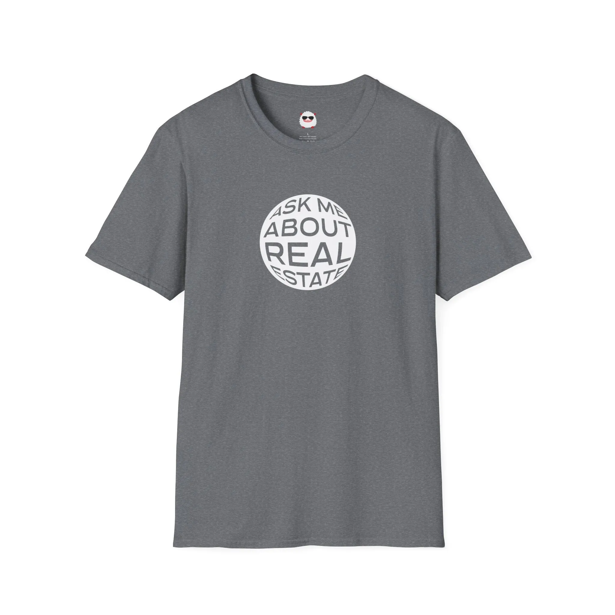 Ask Me About Real Estate Circle Dark Style Unisex Softstyle T-Shirt