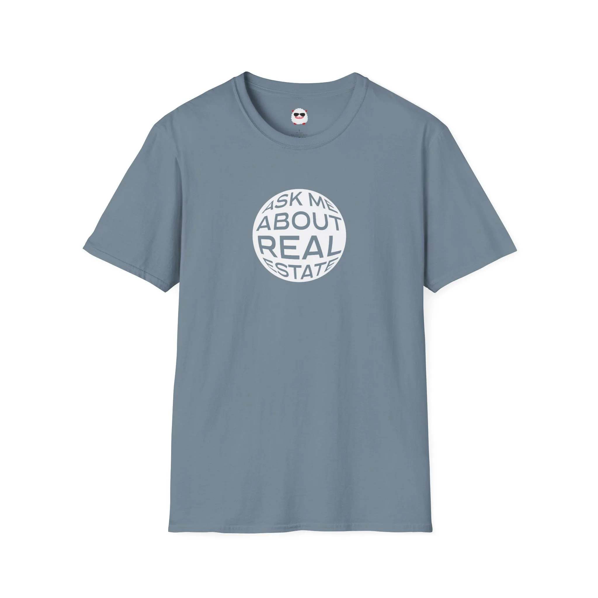 Ask Me About Real Estate Circle Dark Style Unisex Softstyle T-Shirt