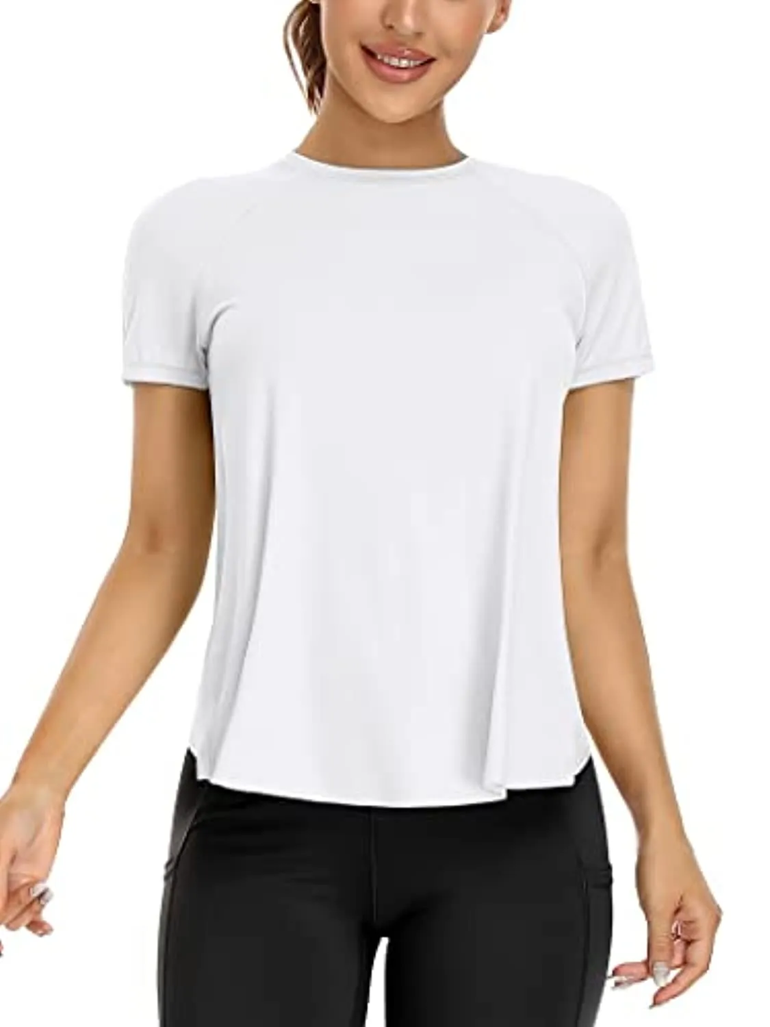 ATTRACO Women Workout Shirts Short Sleeve Athletic Running Gym Tee Shirts Yoga Top Split Back