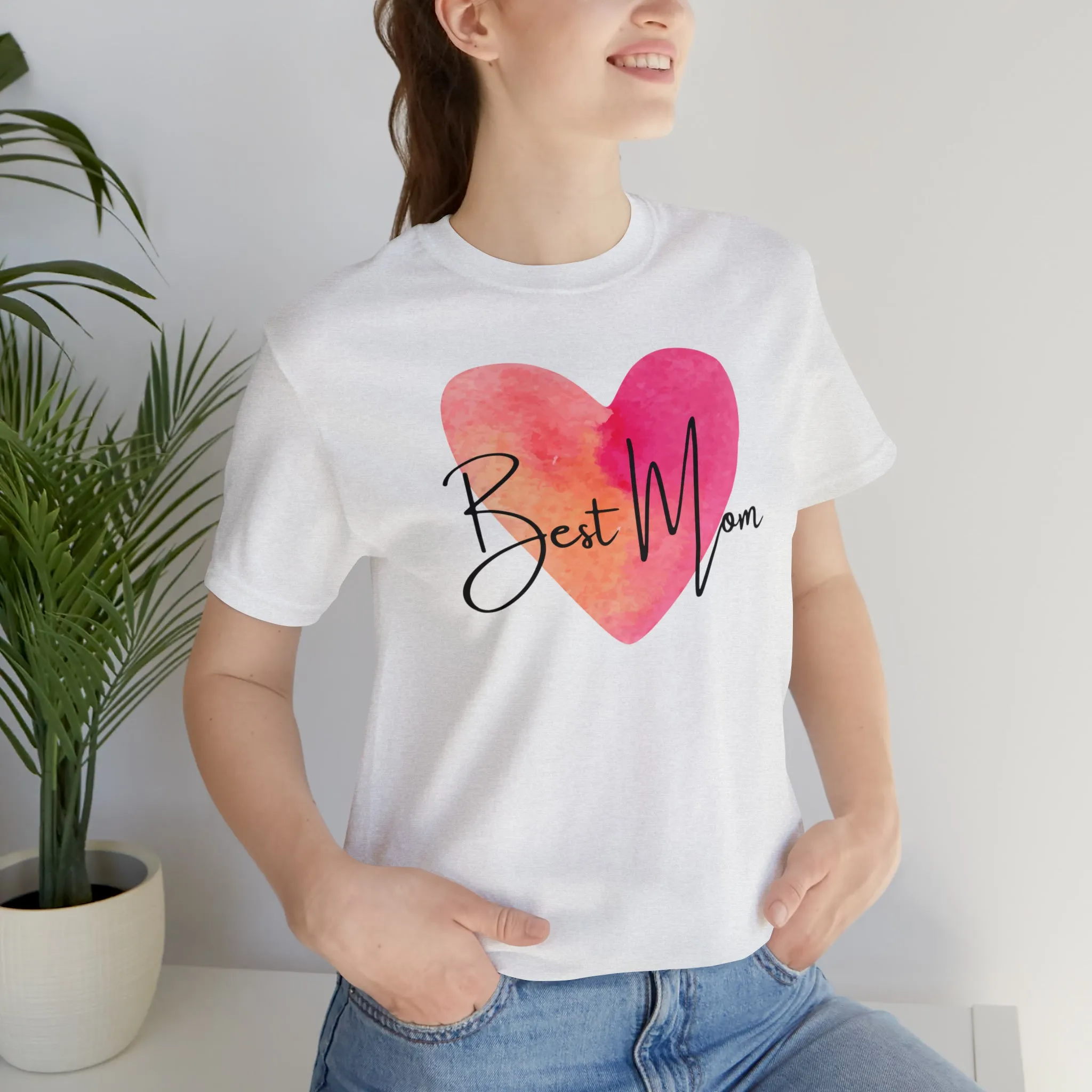 Best Mom Watercolor Heart T-Shirt | Mother Bestie Tee |  Bella Canvas 3001 Unisex | Mama Short Sleeve Tshirt
