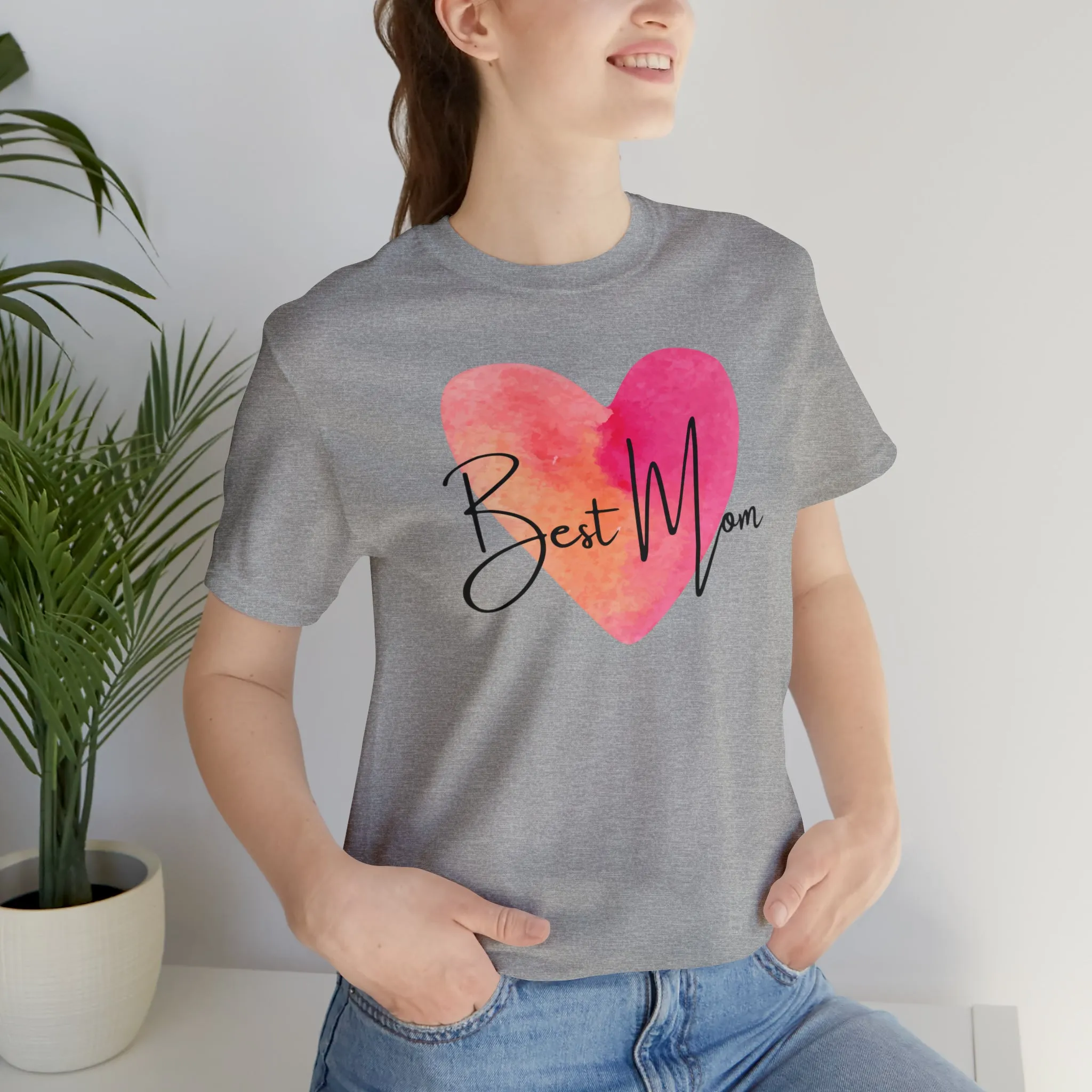 Best Mom Watercolor Heart T-Shirt | Mother Bestie Tee |  Bella Canvas 3001 Unisex | Mama Short Sleeve Tshirt