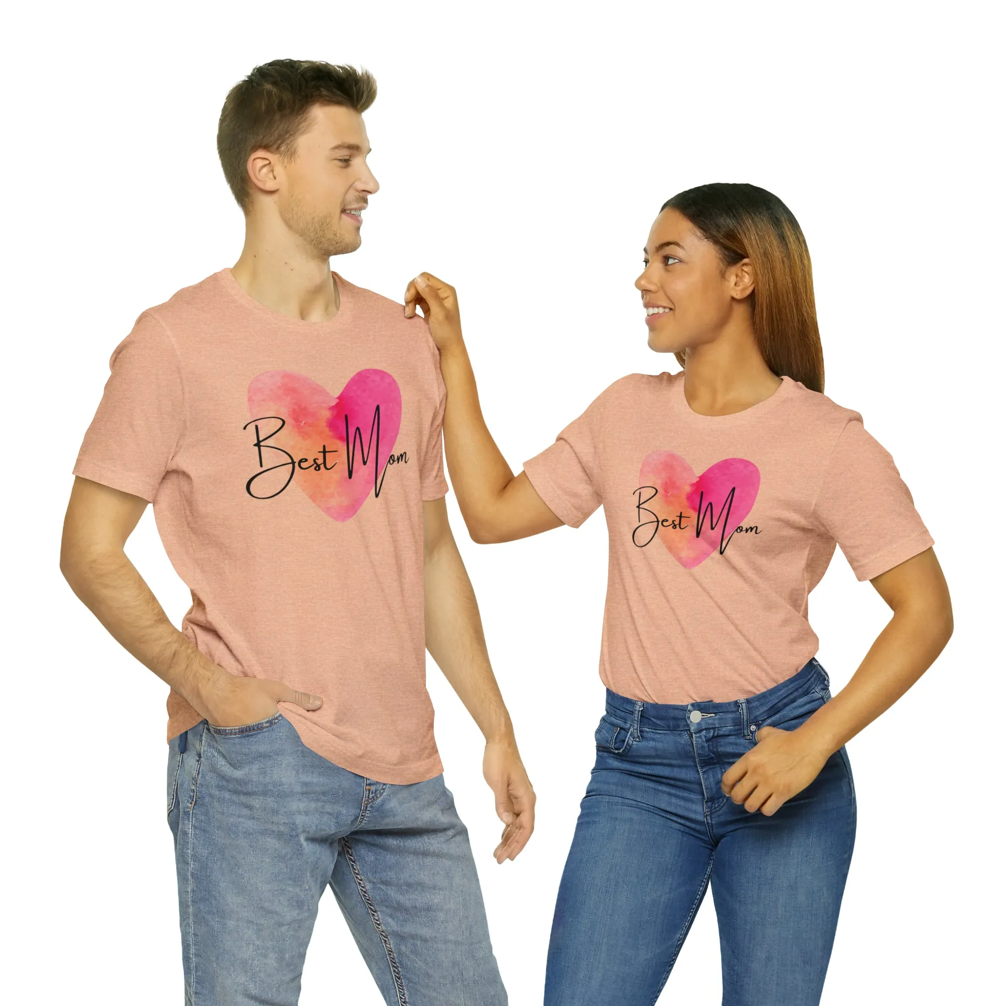 Best Mom Watercolor Heart T-Shirt | Mother Bestie Tee |  Bella Canvas 3001 Unisex | Mama Short Sleeve Tshirt