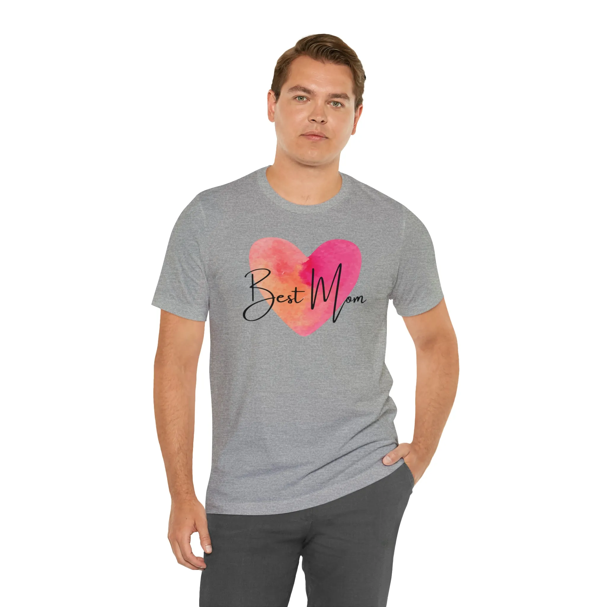 Best Mom Watercolor Heart T-Shirt | Mother Bestie Tee |  Bella Canvas 3001 Unisex | Mama Short Sleeve Tshirt