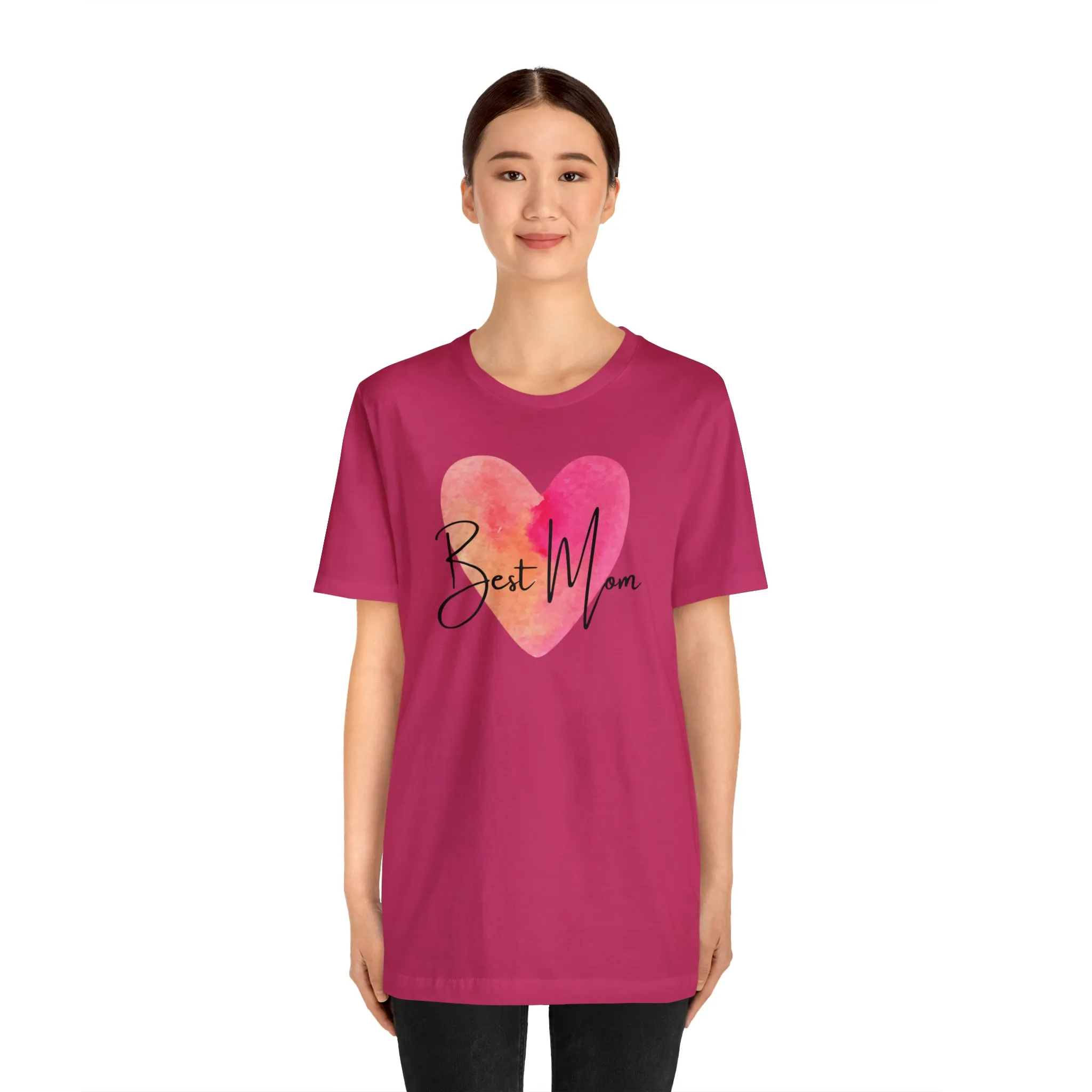 Best Mom Watercolor Heart T-Shirt | Mother Bestie Tee |  Bella Canvas 3001 Unisex | Mama Short Sleeve Tshirt