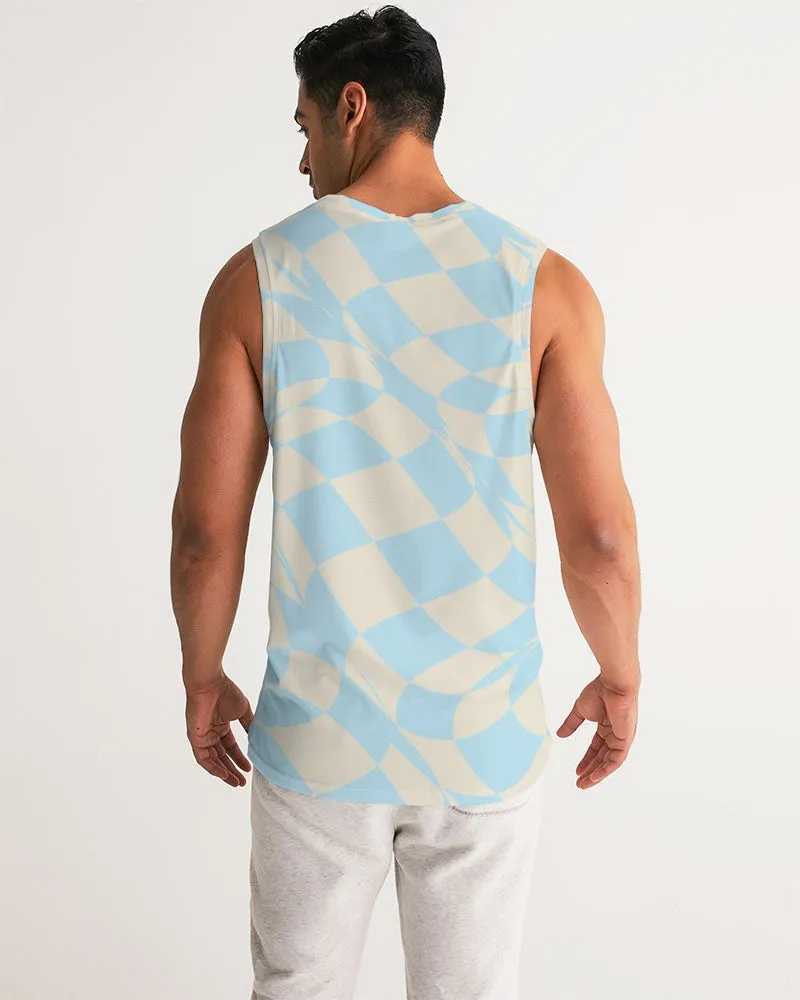 Blue & Vanilla Ripple Check Men's Sports Tank
