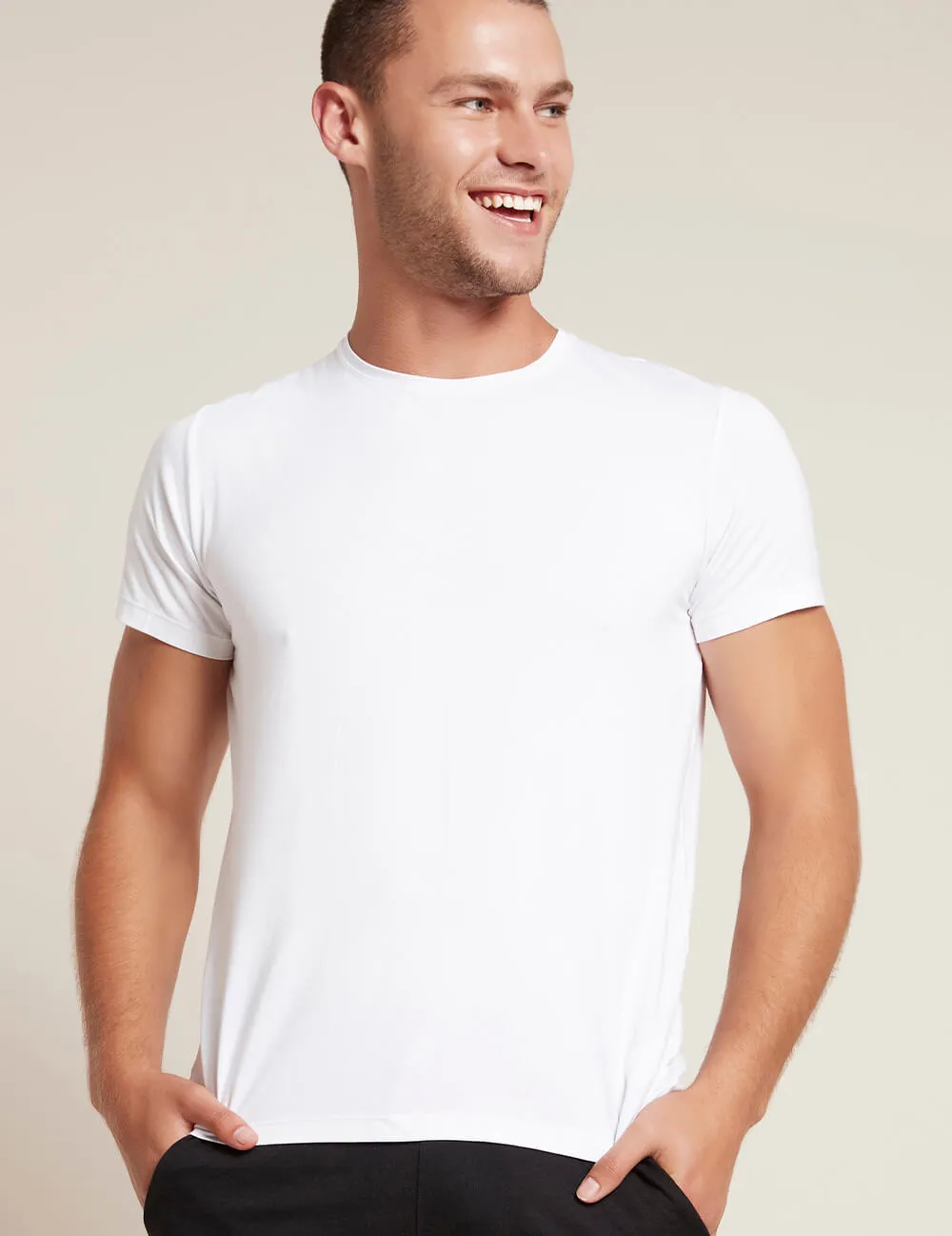 Boody Bamboo EcoWear Men's Crew Neck T-Shirt White, (Small)