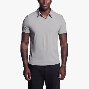Brushed Stretch Jersey Polo - Silver Grey