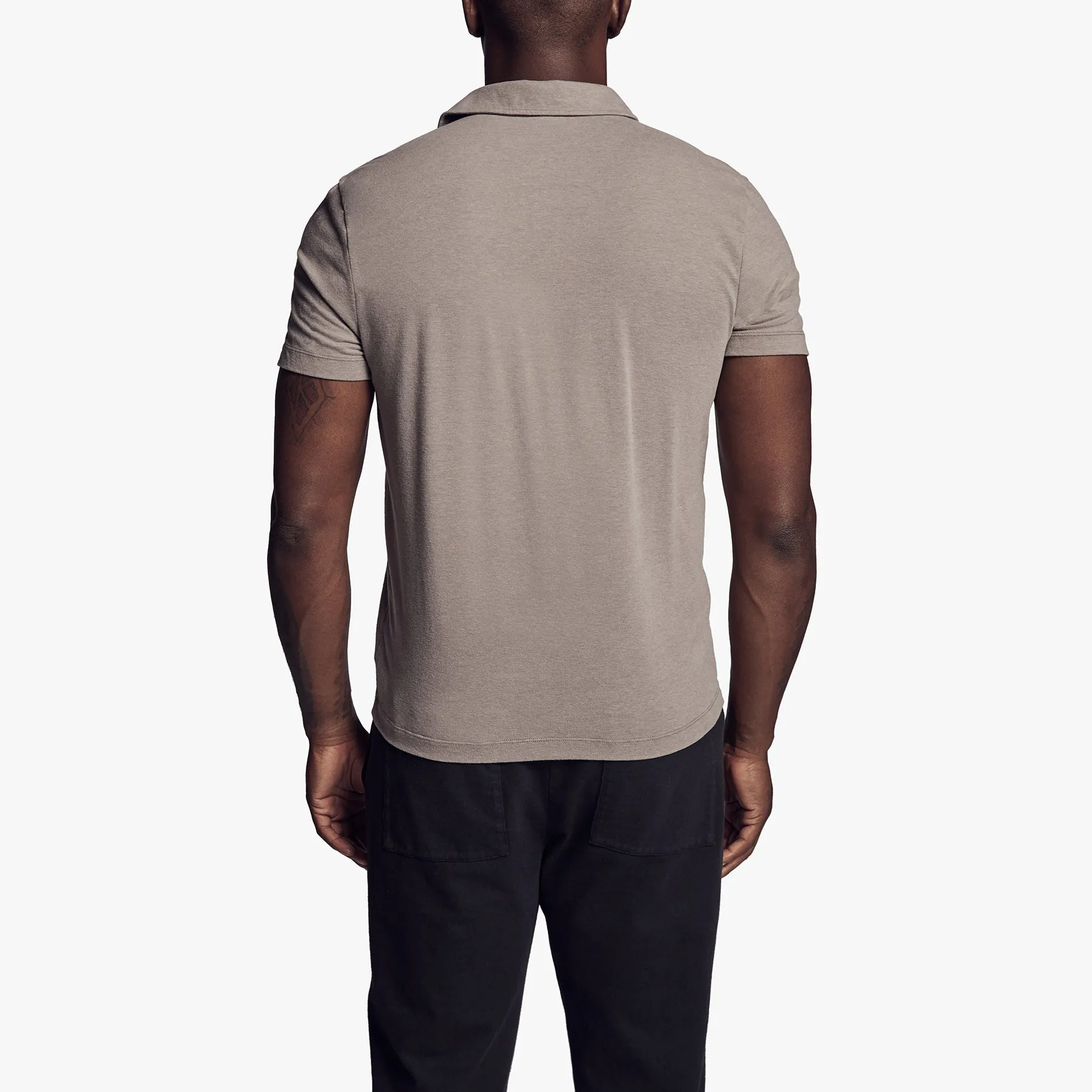 Brushed Stretch Jersey Polo - Warm Stone