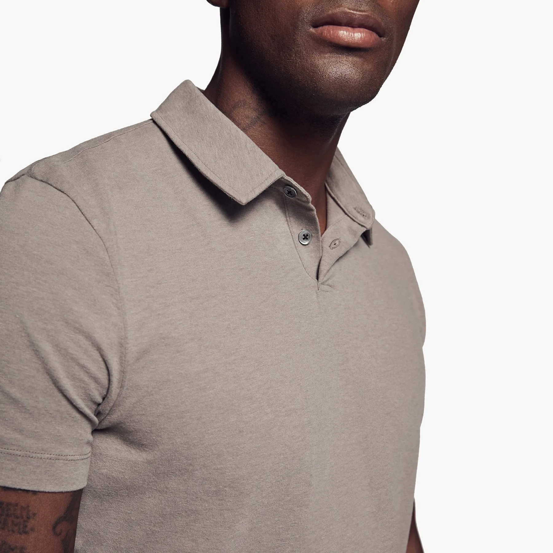 Brushed Stretch Jersey Polo - Warm Stone
