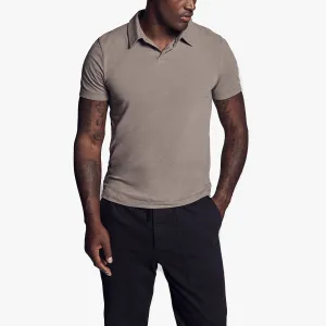 Brushed Stretch Jersey Polo - Warm Stone