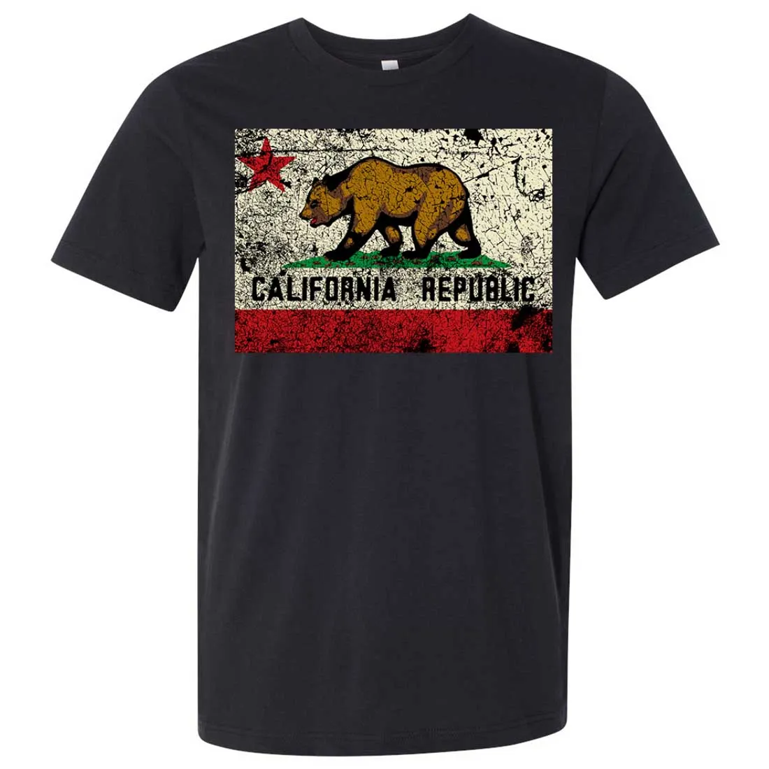 California State Flag Distressed Asst Colors Mens Fitted T-Shirt/tee