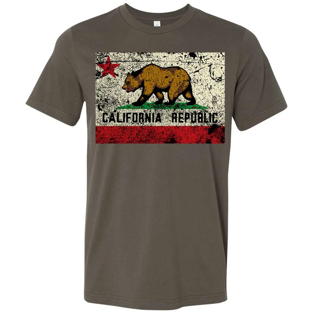 California State Flag Distressed Asst Colors Mens Fitted T-Shirt/tee