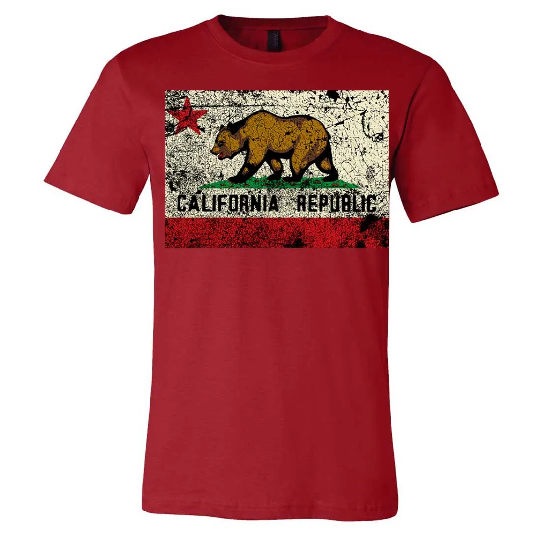 California State Flag Distressed Asst Colors Mens Fitted T-Shirt/tee