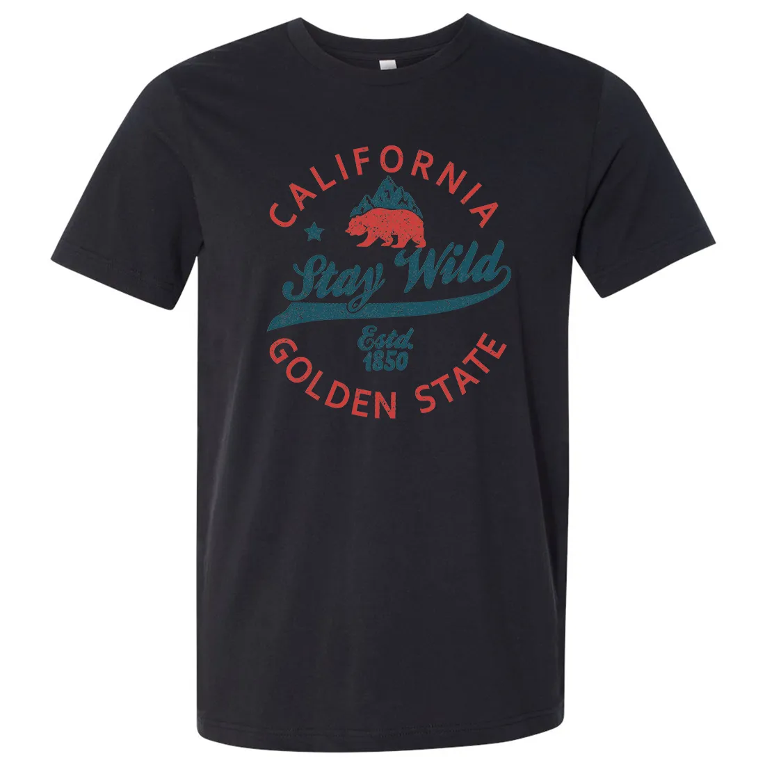 California Stay Wild Asst Colors Mens Lightweight Fitted T-Shirt/tee