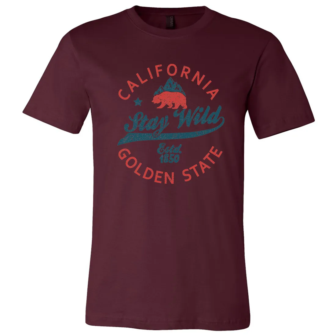 California Stay Wild Asst Colors Mens Lightweight Fitted T-Shirt/tee