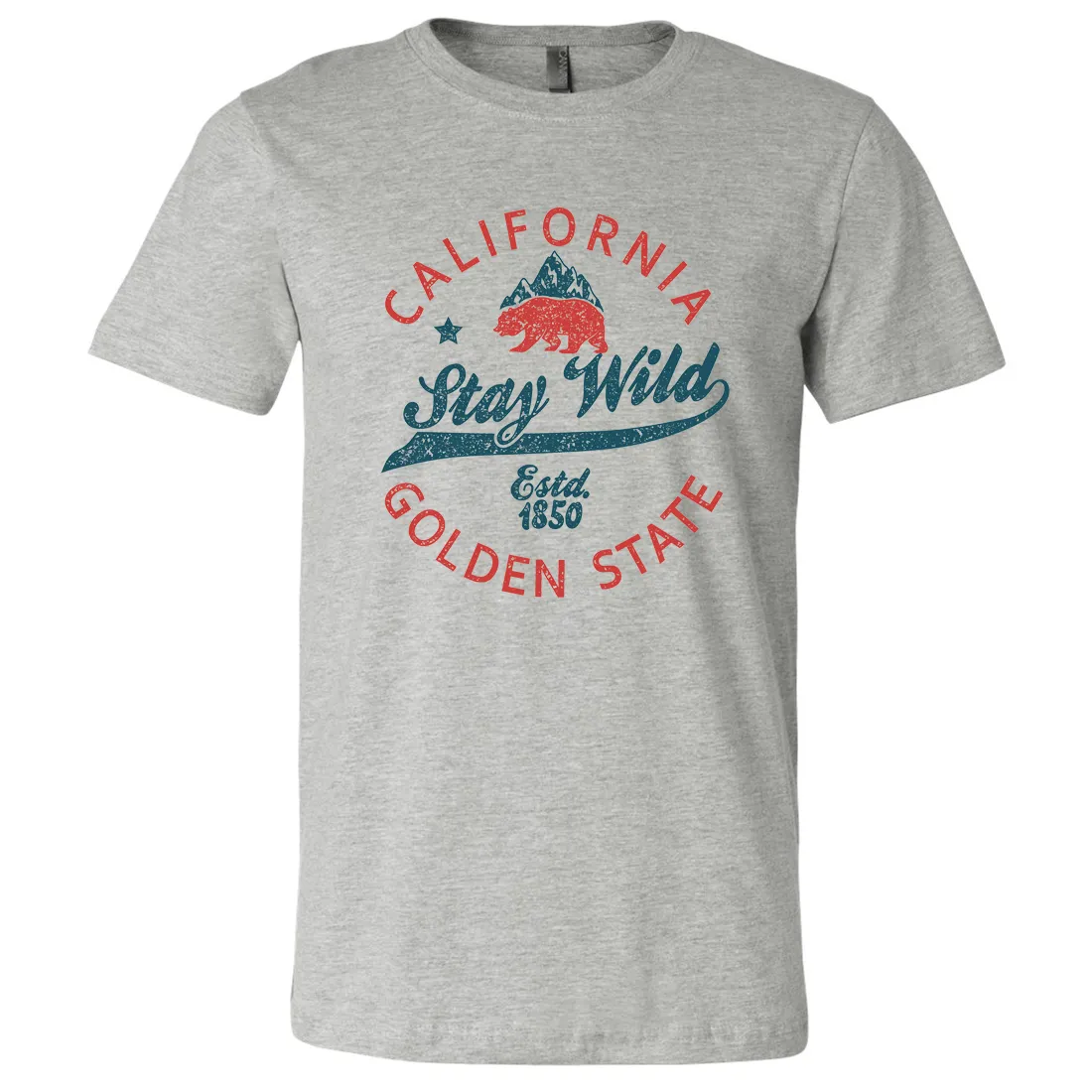 California Stay Wild Asst Colors Mens Lightweight Fitted T-Shirt/tee