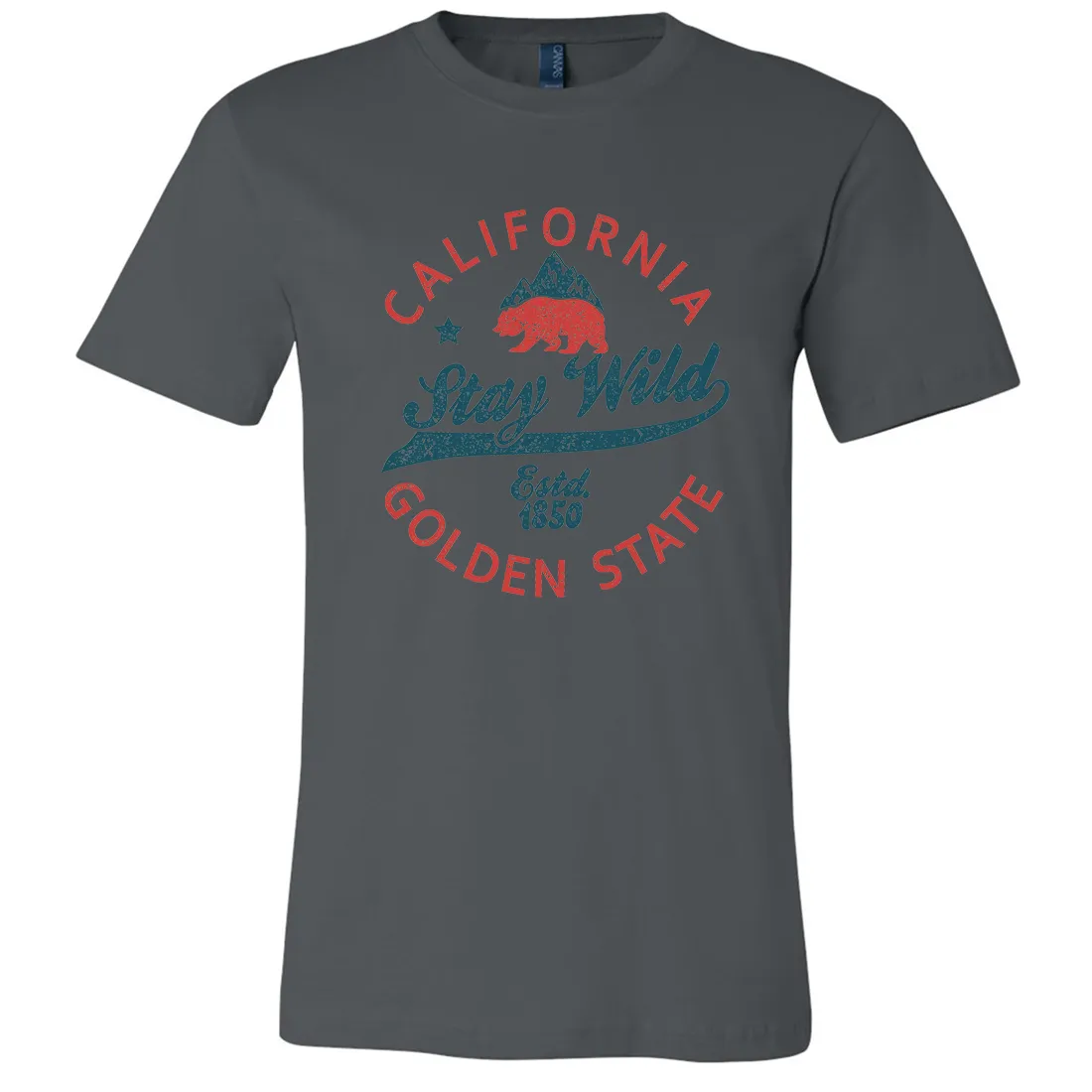 California Stay Wild Asst Colors Mens Lightweight Fitted T-Shirt/tee