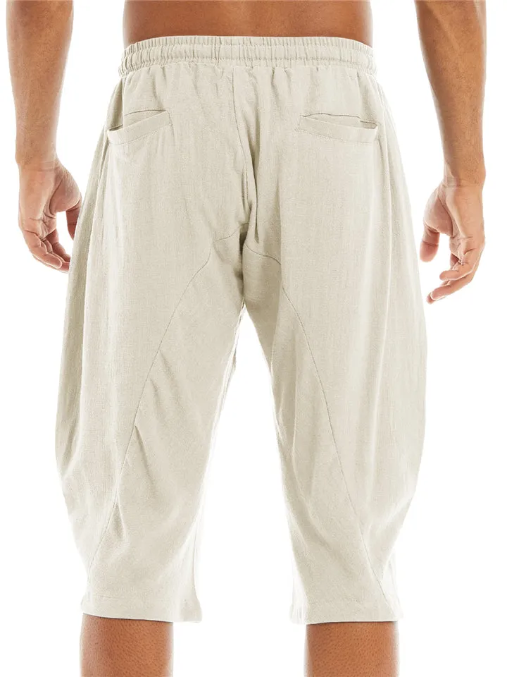 Casual Loose Men's Cotton Linen 3/4 Pants