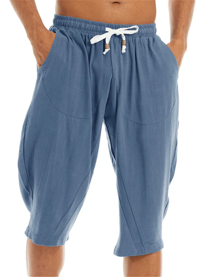 Casual Loose Men's Cotton Linen 3/4 Pants