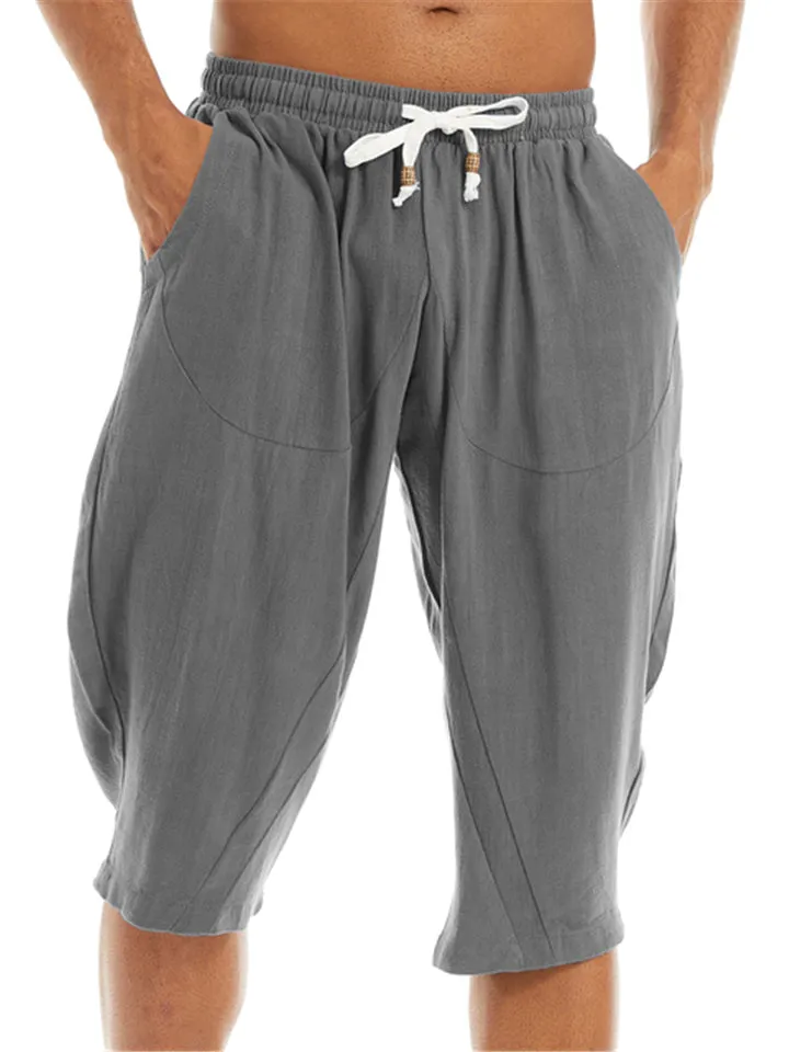 Casual Loose Men's Cotton Linen 3/4 Pants