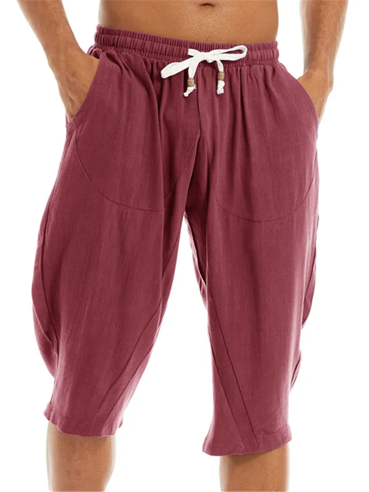 Casual Loose Men's Cotton Linen 3/4 Pants