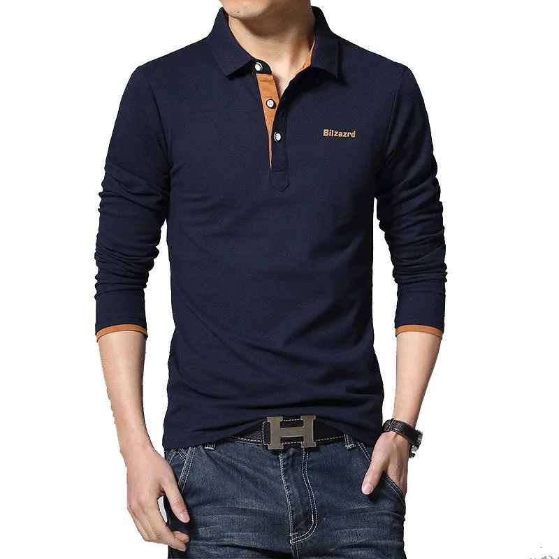 Casual polo shirt men fashion letter print long-sleeve men's polos arrival fashion brand polo shirts man slim polos
