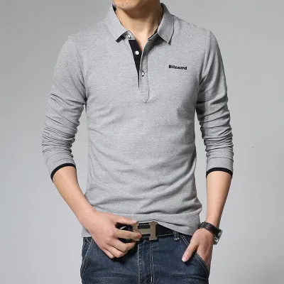 Casual polo shirt men fashion letter print long-sleeve men's polos arrival fashion brand polo shirts man slim polos