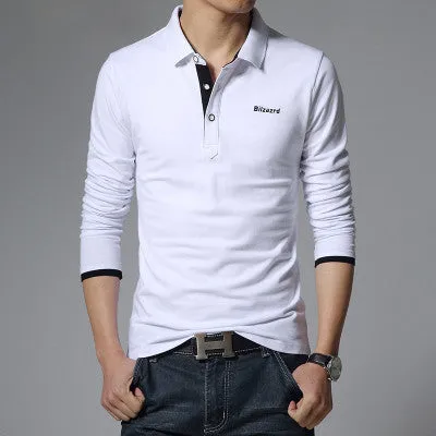Casual polo shirt men fashion letter print long-sleeve men's polos arrival fashion brand polo shirts man slim polos
