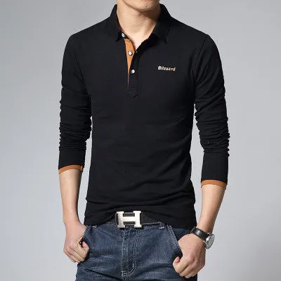 Casual polo shirt men fashion letter print long-sleeve men's polos arrival fashion brand polo shirts man slim polos