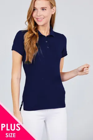 Classic Pique Spandex Polo Top