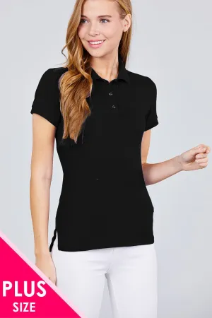 Classic Pique Spandex Polo Top