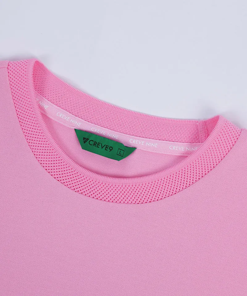 CREVE NINE: Basic Cooling Round Tee - Light Pink