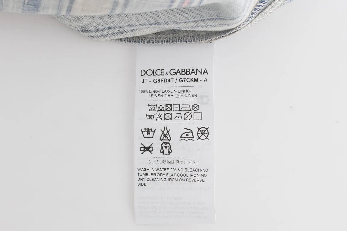 Crewneck AGOSTO PANAREA Print Linen T-shirt