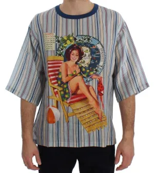 Crewneck AGOSTO PANAREA Print Linen T-shirt
