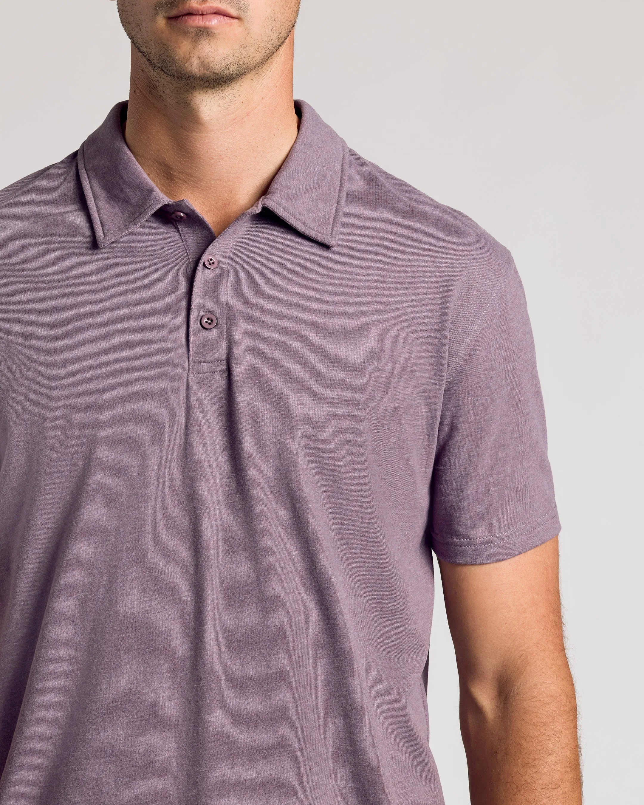 Dark Heather Amethyst Short Sleeve Tall Polo