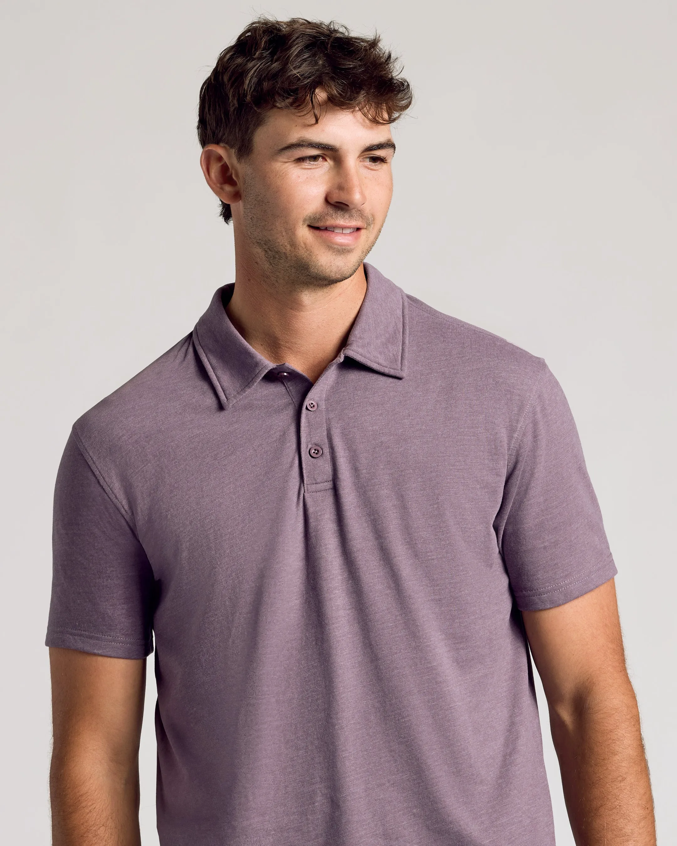 Dark Heather Amethyst Short Sleeve Tall Polo