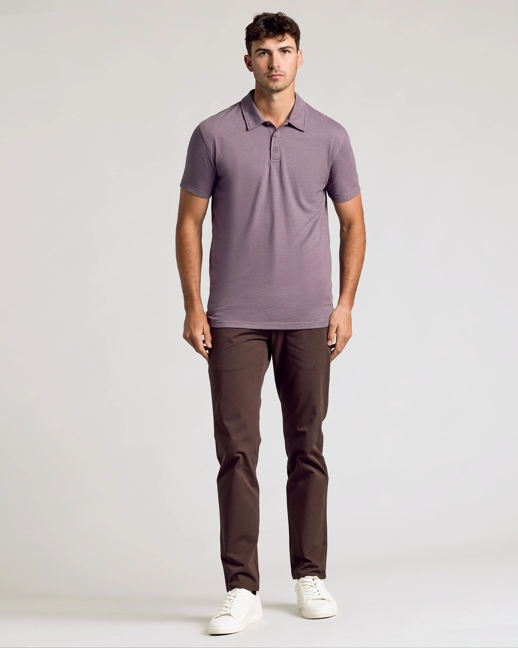Dark Heather Amethyst Short Sleeve Tall Polo