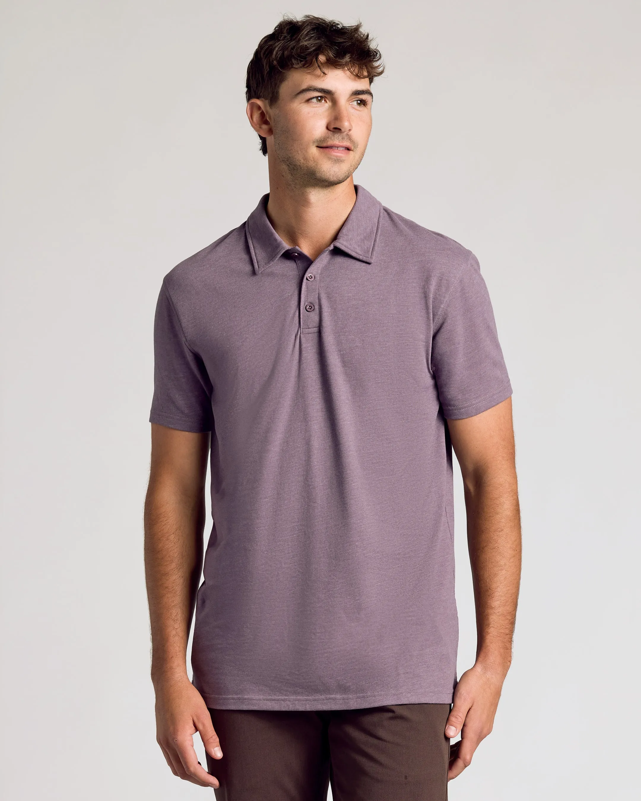 Dark Heather Amethyst Short Sleeve Tall Polo