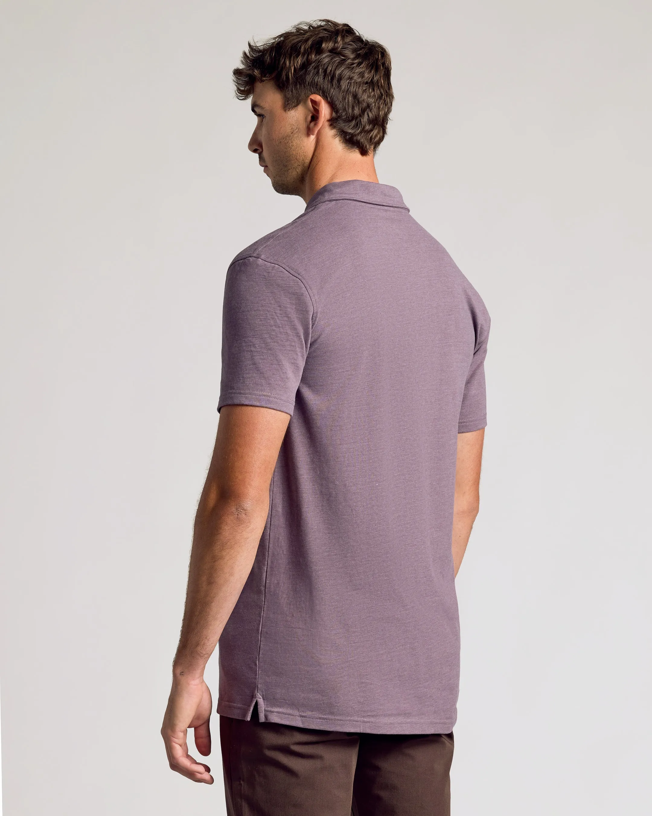 Dark Heather Amethyst Short Sleeve Tall Polo