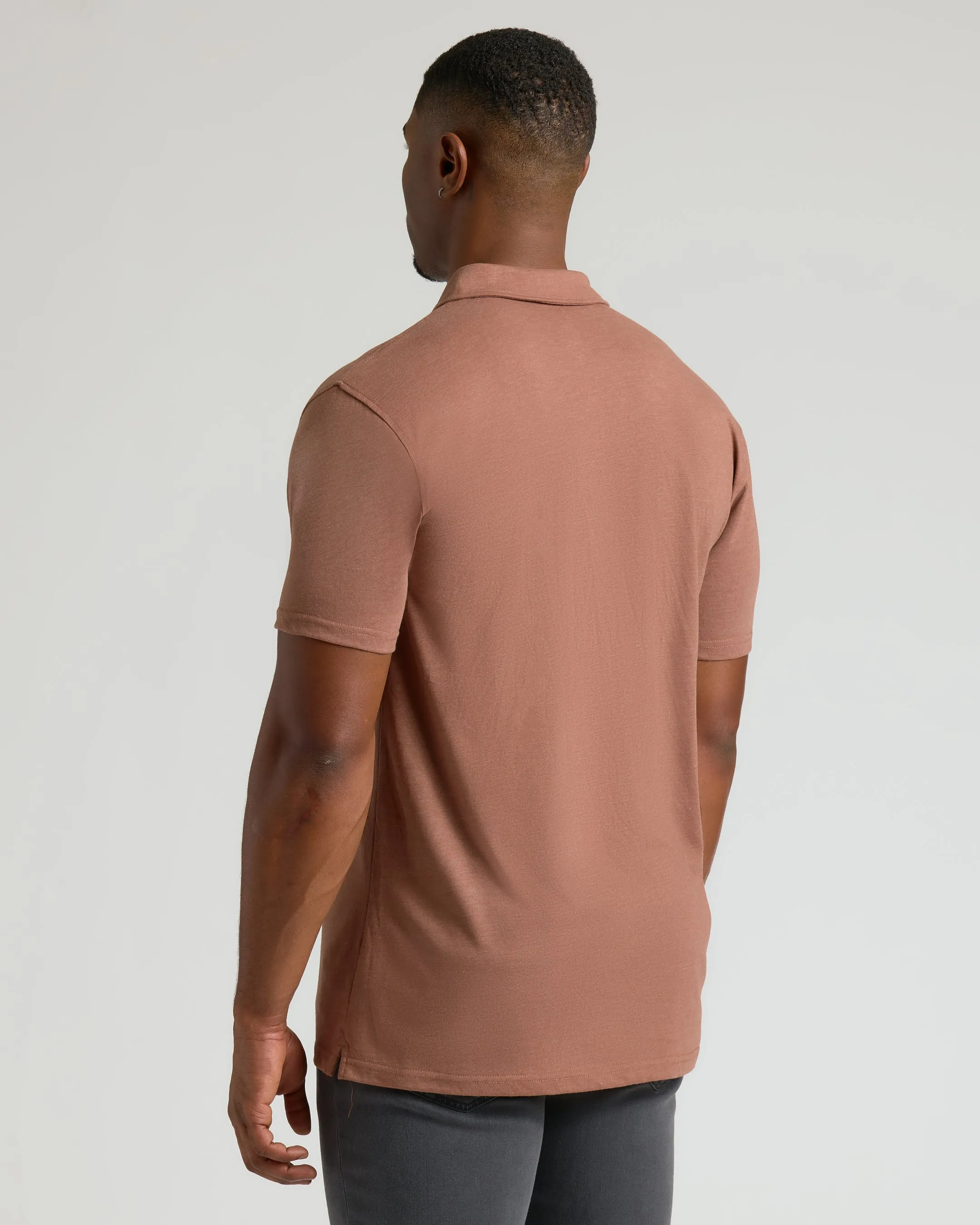 Dark Heather Sepia Short Sleeve Tall Polo