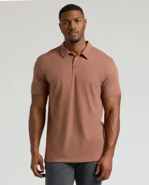 Dark Heather Sepia Short Sleeve Tall Polo