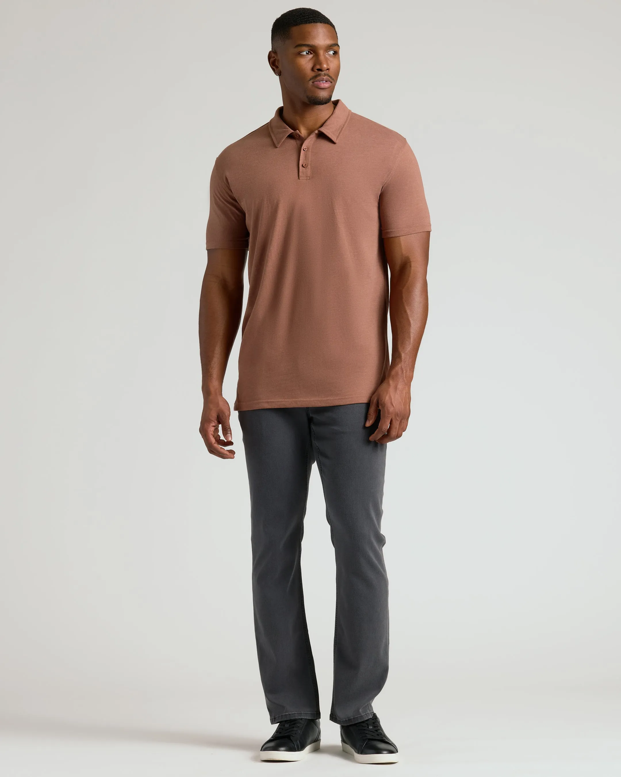 Dark Heather Sepia Short Sleeve Tall Polo
