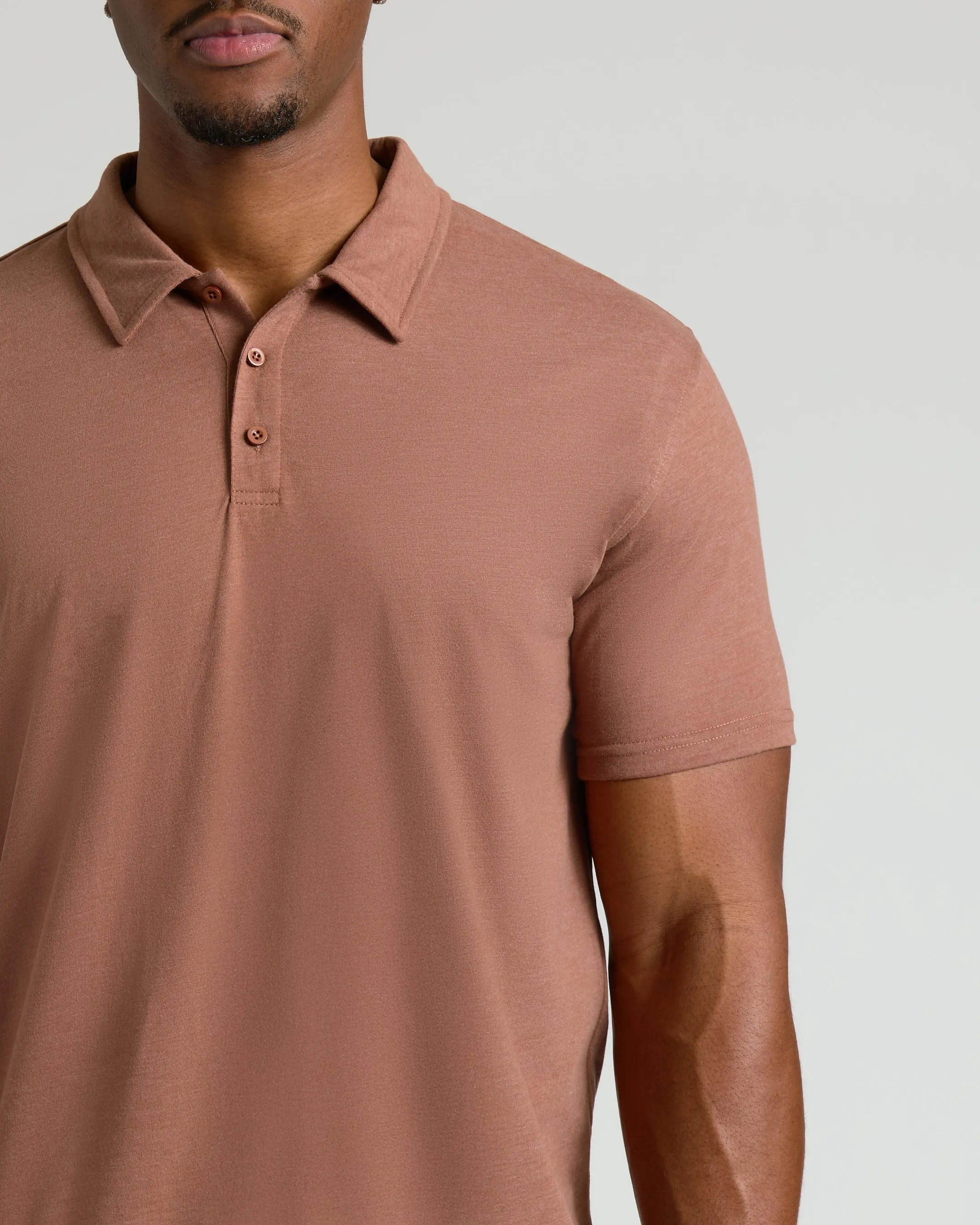 Dark Heather Sepia Short Sleeve Tall Polo