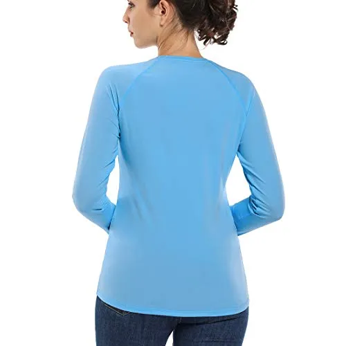 Devoropa Women's SPF Sun Shirts UV Protection Outdoor Performance Long Sleeve T-Shirt Blue XS