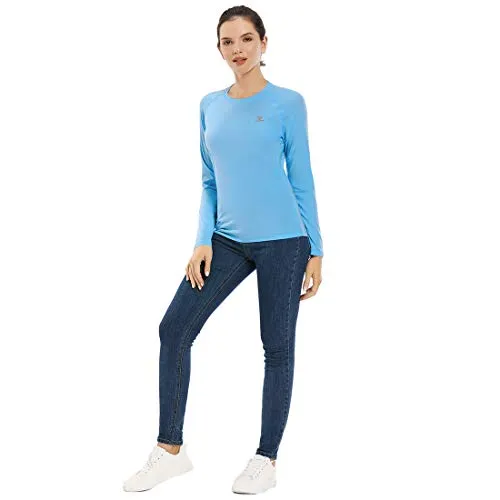 Devoropa Women's SPF Sun Shirts UV Protection Outdoor Performance Long Sleeve T-Shirt Blue XS